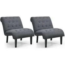 Costway Set Of 2 Armless Accent Chair Upholstered Tufted Lounge Chair -Furniture Shop GUEST 227d0ffc a5d9 47d8 ba6b ebadf1d458f0