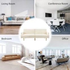 Lanna 76"Wide Vegan Leather Modern Style Convertible Futon Sofa Bed For Living Room Guest Bedroom | ARTFUL LIVING DESIGN -Furniture Shop GUEST 22b210fb b3f2 4b5d 94bb 01e6aa4fff94