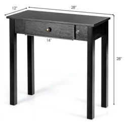Costway Console Table With Drawer Entryway Hallway Accent Wooden Table Black