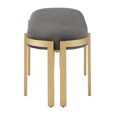 Lepape Upholstered Bench Gray Velvet - Inspire Q 7 Lepape Upholstered Bench Gray Velvet - Inspire Q - Image 5