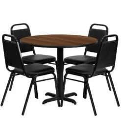 Flash Furniture 36'' Round Laminate Table Set With X-Base And 4 Trapezoidal Back Banquet Chairs -Furniture Shop GUEST 24215361 f4cd 44a4 af93 2e43c3a77ca9