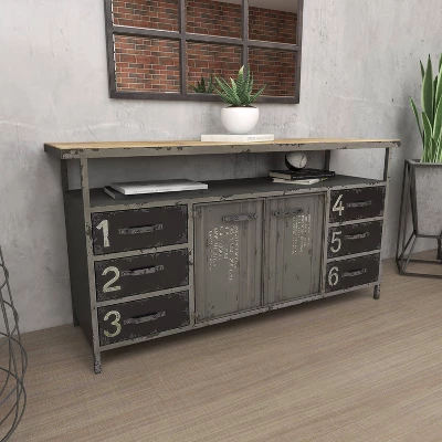 Industrial Wood Buffet Gray - Olivia & May 15 Industrial Wood Buffet Gray - Olivia & May - Image 13