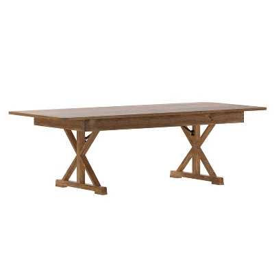 Merrick Lane 8' X 40" Rectangular Antique Rustic Solid Pine Foldable Dining Table With Crisscross Legs 15 Merrick Lane 8' X 40" Rectangular Antique Rustic Solid Pine Foldable Dining Table With Crisscross Legs - Image 13