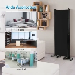 Costway 6-Panel Folding Room Divider 6FT Rolling Privacy Screen With Lockable Wheels Black/Brown/Grey/White -Furniture Shop GUEST 24ab036a c4e2 4cbe 8072 df2be1ad5875