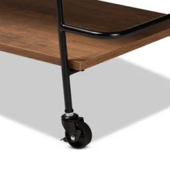 Small Bernard Rustic Industrial Metal And Wood 3 Tier Mobile Wine Bar Cart Black/Walnut - Baxton Studio -Furniture Shop GUEST 255e5a85 770c 457a b152 50b1f2961245