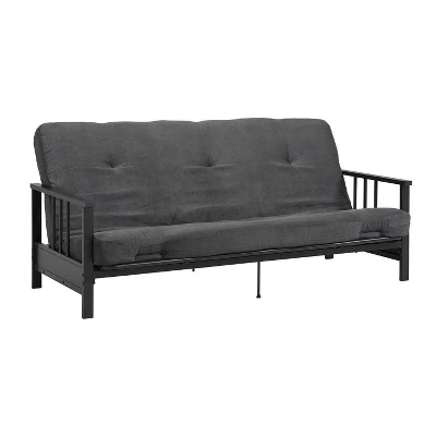 Full Harlow Metal Arm Futon Black/Gray - Room & Joy 3 Full Harlow Metal Arm Futon Black/Gray - Room & Joy