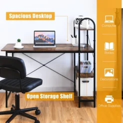 Costway 48'' Reversible Computer Desk Writing Table Workstation W/ Storage Shelf BlackBrown 19 Costway 48'' Reversible Computer Desk Writing Table Workstation W/ Storage Shelf BlackBrown -Furniture Shop GUEST 26ab9931 66e7 45fd 9191 033a159f952f