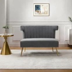 Cadmus 46" Modern Velvet Armless Loveseat With Channel-tufted Wingback For Living Room And Drawing Room| KARAT HOME 37 Cadmus 46" Modern Velvet Armless Loveseat With Channel-tufted Wingback For Living Room And Drawing Room| KARAT HOME -Furniture Shop GUEST 26b54f6d df61 4a09 991d 59f565528b4b