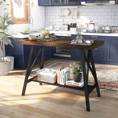 47" Brenter Counter Height Table Weathered Medium Oak/Black - HOMES: Inside + Out 3 47" Brenter Counter Height Table Weathered Medium Oak/Black - HOMES: Inside + Out