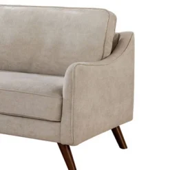 Fabric Upholstered Sofa With Tapered Angled Legs Beige - Benzara -Furniture Shop GUEST 277b8936 c82d 43f0 9398 79510f1be3bb