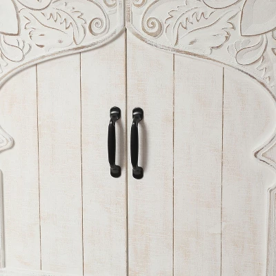 LuxenHome Farmhouse White Wood 2-Door Accent Storage Cabinet. 10 LuxenHome Farmhouse White Wood 2-Door Accent Storage Cabinet. - Image 8