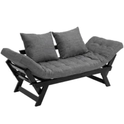 HOMCOM Single Person 3 Position Convertible Chaise Lounger Sofa Bed With 2 Large Pillows And Oak Frame 17 HOMCOM Single Person 3 Position Convertible Chaise Lounger Sofa Bed With 2 Large Pillows And Oak Frame -Furniture Shop GUEST 28ad0994 ced0 4988 a3bb e264d0b6b204
