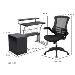 Flash Furniture Work From Home Kit - Black Computer Desk, Ergonomic Mesh Office Chair And Locking Mobile Filing Cabinet With Side Handles -Furniture Shop GUEST 28c26666 4905 44c4 8d1e 25920f67c3d1
