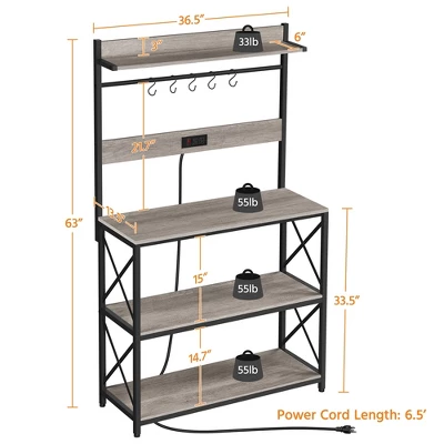 Yaheetech 63″ H Kitchen Baker’s Racks With 2 AC Outlets, 4-Tier Microwave Oven Stand 4 Yaheetech 63″ H Kitchen Baker’s Racks With 2 AC Outlets, 4-Tier Microwave Oven Stand - Image 2