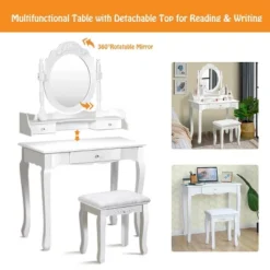 Costway White Vanity Wood Makeup Dressing Table Stool 3 Drawer 13 Costway White Vanity Wood Makeup Dressing Table Stool 3 Drawer -Furniture Shop GUEST 28fb6520 59e0 4761 b9f5 a99a151a34cb