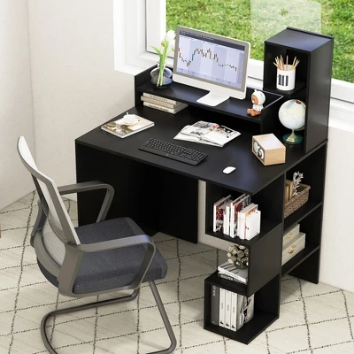 Tangkula 48" Modern Computer Desk Home Office Workstation W/ Hutch & Storage Shelves 5 Tangkula 48" Modern Computer Desk Home Office Workstation W/ Hutch & Storage Shelves - Image 3