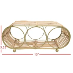 Wrapped Brass Metal & Rattan Wine Bottle Holder - Foreside Home & Garden -Furniture Shop GUEST 299e1527 4974 42bb bac3 338c5b20b630