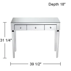 Studio 55D Thea Modern Mirrored Rectangular Desk 39 1/2" X 18" With 3-Drawer Silver Faceted Crystal Knobs For Living Room Bedroom Bedside Entryway 15 Studio 55D Thea Modern Mirrored Rectangular Desk 39 1/2" X 18" With 3-Drawer Silver Faceted Crystal Knobs For Living Room Bedroom Bedside Entryway -Furniture Shop GUEST 2a69d942 4e75 4097 b5c4 0c5587926783