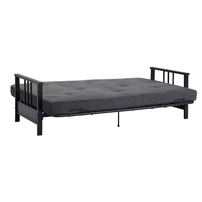 Full Harlow Metal Arm Futon Black/Gray - Room & Joy 4 Full Harlow Metal Arm Futon Black/Gray - Room & Joy - Image 2