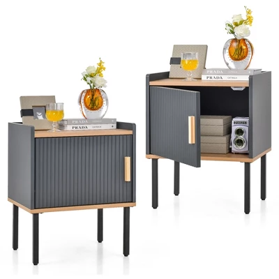 Costway Nightstand Bedside End Table With Door Cabinet For Living Room Bedroom 12 Costway Nightstand Bedside End Table With Door Cabinet For Living Room Bedroom - Image 10