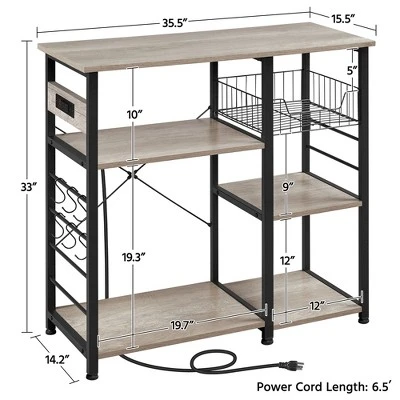Yaheetech Vintage Kitchen Island Baker's Rack With Power Outlet Utility Microwave Stand 4 Yaheetech Vintage Kitchen Island Baker's Rack With Power Outlet Utility Microwave Stand - Image 2