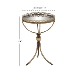 Metal And Glass Round Pedestal Table Gold - Olivia & May -Furniture Shop GUEST 2aad2234 82b2 4d8b afd1 769f0874ce66
