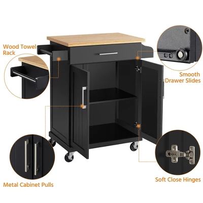 Yaheetech Rolling Kitchen Island Kitchen Cart With Towel Rack & Drawer 5 Yaheetech Rolling Kitchen Island Kitchen Cart With Towel Rack & Drawer - Image 3