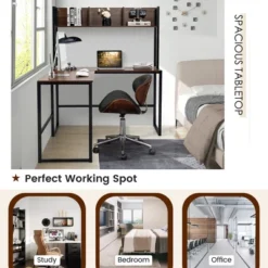 Costway 55''L-Shaped Desk Corner Computer Desk Writing Workstation Table W/Hutch -Furniture Shop GUEST 2b883412 c151 43c8 9ce5 dd053d896582