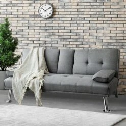 Costway Convertible Folding Futon Sofa Bed Fabric W/2 Cup Holders Light Gray/Dark Gray 15 Costway Convertible Folding Futon Sofa Bed Fabric W/2 Cup Holders Light Gray/Dark Gray -Furniture Shop GUEST 2b96ae0c 1bc3 4a93 9cc2 c26160973b85