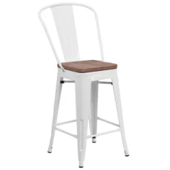 Flash Furniture 24" High Metal Counter Height Stool With Back And Wood Seat -Furniture Shop GUEST 2c41d00f 6ced 424d b0b6 1a6e5accf4e1