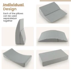 Costway 4-in-1 Convertible Folding Sofa Bed Floor Futon Sleeper Couch Chair Single Grey -Furniture Shop GUEST 2ca24922 cee0 44a9 92c2 e1fc78267442