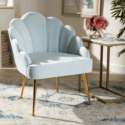 Cinzia Velvet Upholstered Seashell Shaped Accent Chair - Baxton Studio 8 Cinzia Velvet Upholstered Seashell Shaped Accent Chair - Baxton Studio - Image 6