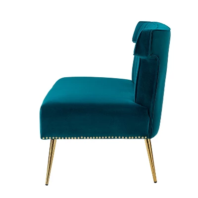 Cadmus 46" Modern Velvet Armless Loveseat With Channel-tufted Wingback For Living Room And Drawing Room| KARAT HOME 4 Cadmus 46" Modern Velvet Armless Loveseat With Channel-tufted Wingback For Living Room And Drawing Room| KARAT HOME - Image 2