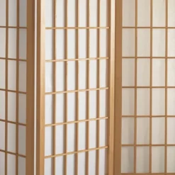4 Ft. Tall Window Pane Shoji Screen - Natural (4 Panels)