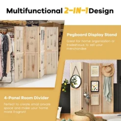 Costway 4-Panel Pegboard Display 5' Tall Folding Privacy Screen Craft Display -Furniture Shop GUEST 2f8bde71 c2e5 4f30 a51c 0a6b20d27ec2