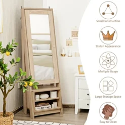 Costway Jewelry Cabinet Large Full Length Armoire 2-in-1 Stand Mirror Organizer -Furniture Shop GUEST 30623ed5 70db 4cd1 bd65 1bbb04d084d7