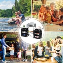 Costway Folding Portable Aluminum Camping Grill Table W/ Storage Organizer Windscreen Black 13 Costway Folding Portable Aluminum Camping Grill Table W/ Storage Organizer Windscreen Black -Furniture Shop GUEST 3065ec2a 74cc 476a 8ed0 aed2df1c99db