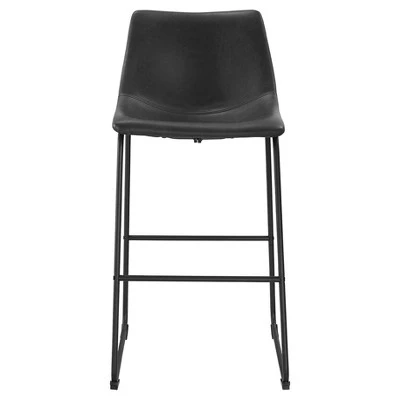 Set Of 2 Laslo Modern Upholstered Faux Leather Barstools - Saracina Home 4 Set Of 2 Laslo Modern Upholstered Faux Leather Barstools - Saracina Home - Image 2