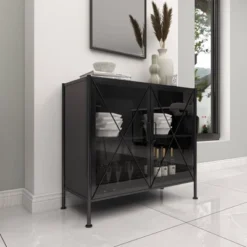 Industrial Metal Cabinet Black - Olivia & May 38 Industrial Metal Cabinet Black - Olivia & May -Furniture Shop GUEST 31a514d4 fa40 46fc adca fbf7c3aa30ab