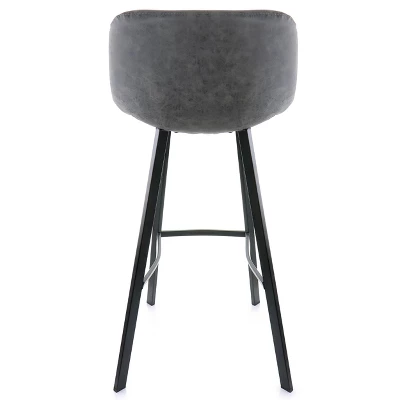 Elama Faux Leather Bar Stool In Gray With Black Legs 5 Elama Faux Leather Bar Stool In Gray With Black Legs - Image 3