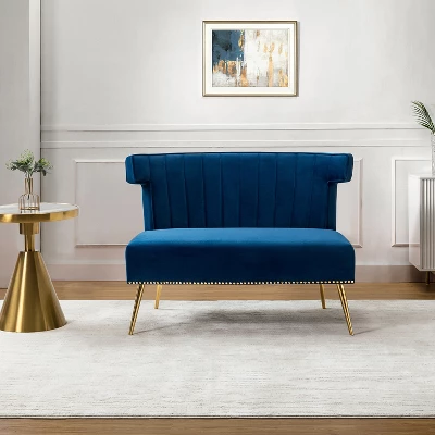 Cadmus 46" Modern Velvet Armless Loveseat With Channel-tufted Wingback For Living Room And Drawing Room| KARAT HOME 16 Cadmus 46" Modern Velvet Armless Loveseat With Channel-tufted Wingback For Living Room And Drawing Room| KARAT HOME - Image 14