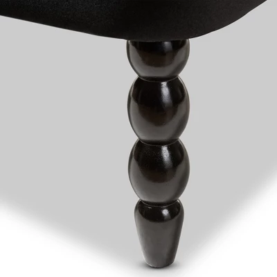 Flax Victorian Style Contemporary Velvet Fabric Upholstered 2 Seater Loveseat Black - Baxton Studio 9 Flax Victorian Style Contemporary Velvet Fabric Upholstered 2 Seater Loveseat Black - Baxton Studio - Image 7