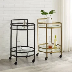 Bailey Round Bar Cart Matte Black - Crosley -Furniture Shop GUEST 32996643 975a 49f1 9506 c05586400766