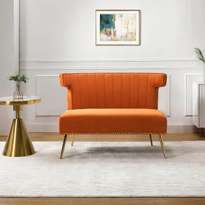 Cadmus 46" Modern Velvet Armless Loveseat With Channel-tufted Wingback For Living Room And Drawing Room| KARAT HOME 15 Cadmus 46" Modern Velvet Armless Loveseat With Channel-tufted Wingback For Living Room And Drawing Room| KARAT HOME - Image 13