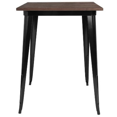 Merrick Lane 31.5 Steel Indoor Contemporary Table With Square Rustic Wood Top 9 Merrick Lane 31.5 Steel Indoor Contemporary Table With Square Rustic Wood Top - Image 7
