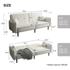 Convertible Futon Sofa Bed With Wooden Legs - ModernLuxe -Furniture Shop GUEST 32f99501 2cea 475a 9d8f ec5503ec7717