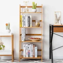 Costway Multifunctional 4 Shelf Bamboo Bookcase Ladder Plant Flower Stand Rack Storage -Furniture Shop GUEST 3387ae0f 2d56 48a7 81b9 1de47b6d59f7