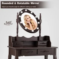 Costway Makeup Vanity Dressing Table Set W/10 Dimmable Bulbs Cushioned Stool 18 Costway Makeup Vanity Dressing Table Set W/10 Dimmable Bulbs Cushioned Stool -Furniture Shop GUEST 33b5c267 79b6 45f7 bed2 264d942e1b79