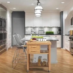 Costway Bamboo Kitchen Trolley Cart Wood Rolling Island W/ Tower Rack & Drawers -Furniture Shop GUEST 33bf90fc 3b96 43f5 a426 ef6908b901a8