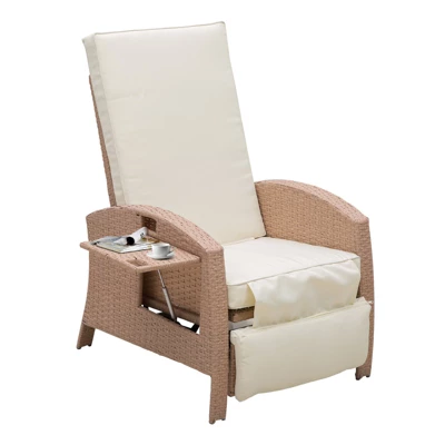 Outsunny Patio Recliner, Outdoor Reclining Chair With Flip-Up Side Table, All-Weather Wicker Metal Frame Chaise With Footrest, Cushions 8 Outsunny Patio Recliner, Outdoor Reclining Chair With Flip-Up Side Table, All-Weather Wicker Metal Frame Chaise With Footrest, Cushions - Image 6